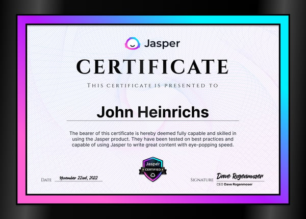 Jasper Certification